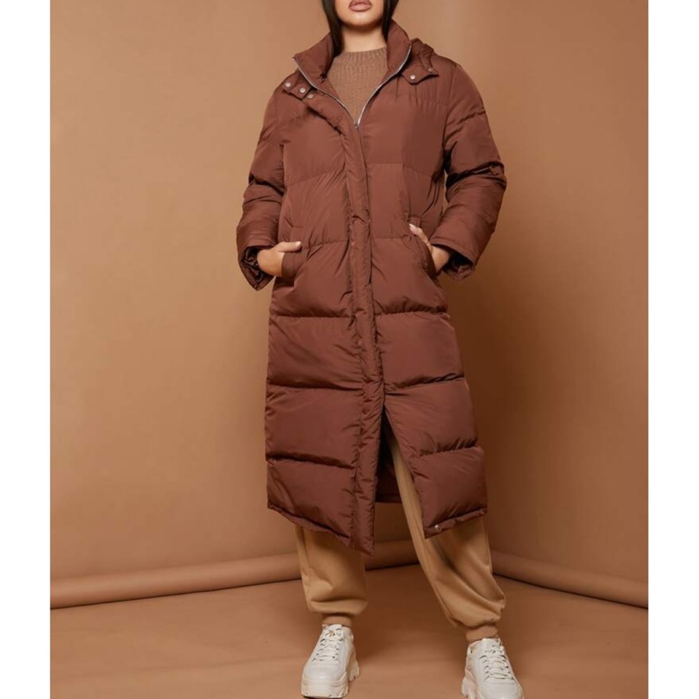 SHEIN Pocket Side Puffer Hooded Coat